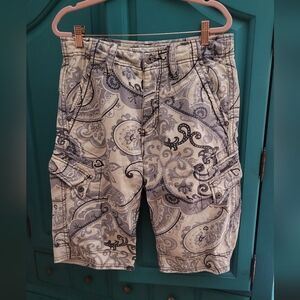 Men's Jet Lag Vintage Y2K Paisley Cargo Shorts in Blue/Gray